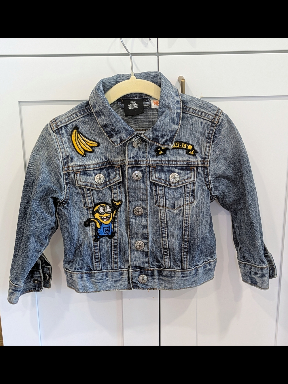 Blue Denim Jacket with Minion & Banana Patches